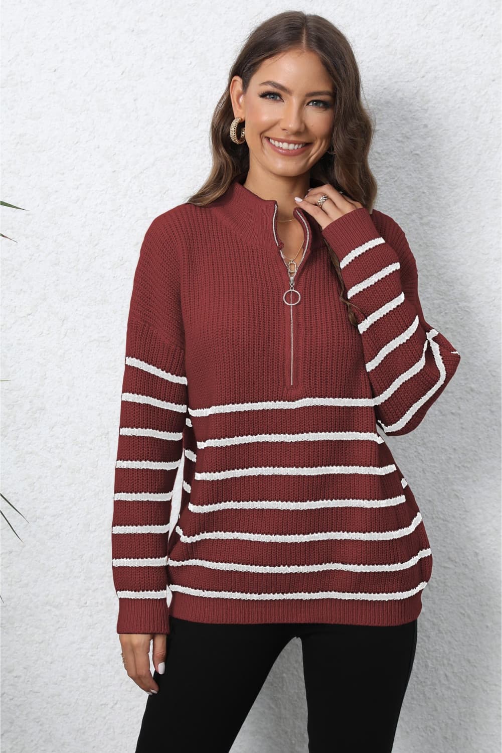Lauren - Long Sleeve Zip-Up Sweater