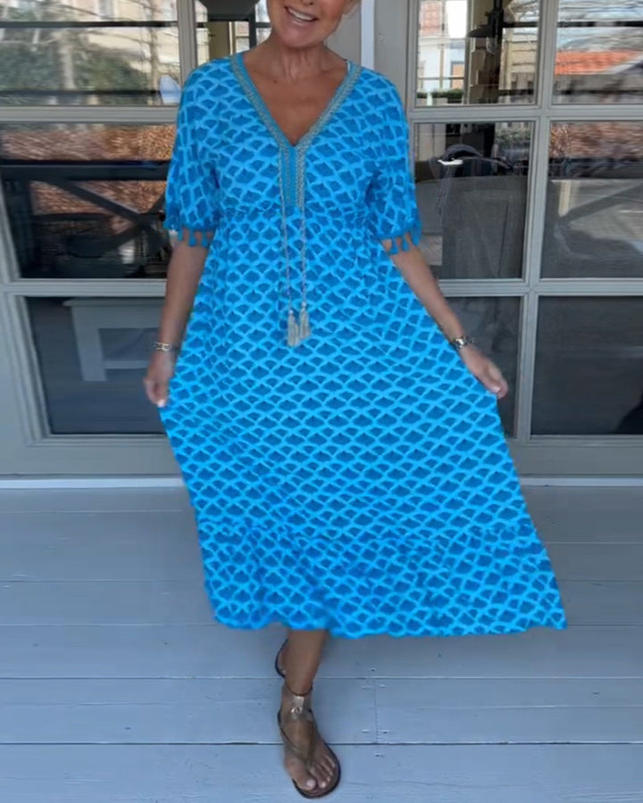 Tina - V-neck casual dress with print