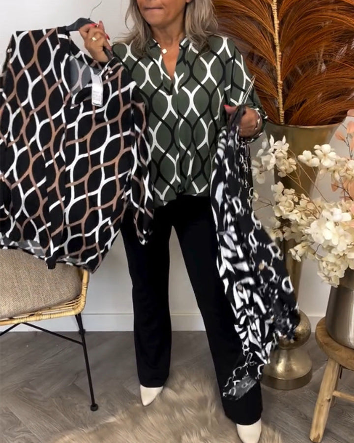 Alyce – Casual Long-Sleeve Blouse with Pattern