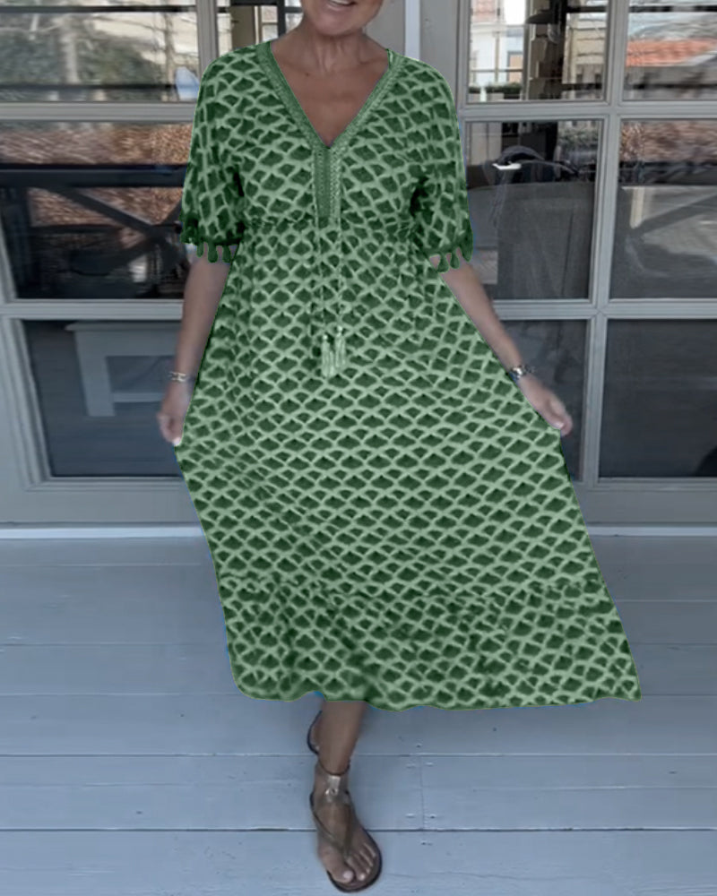 Tina - V-neck casual dress with print