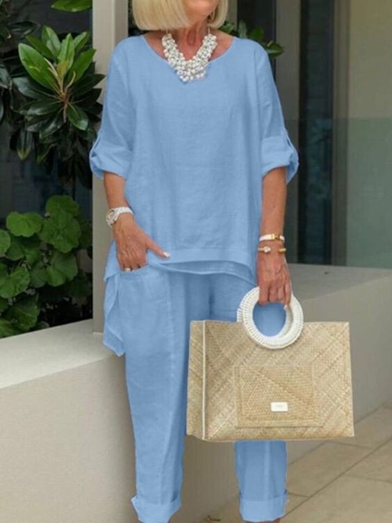 Daisy - Round Neck 2 Piece Casual Suit