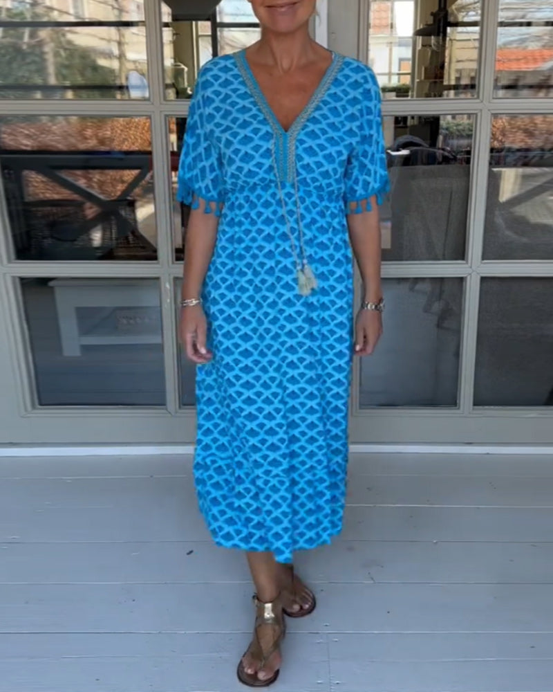 Tina - V-neck casual dress with print