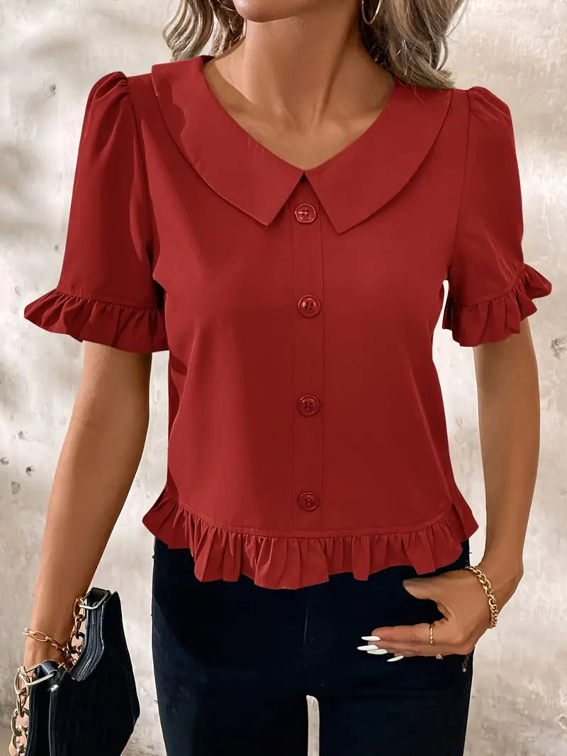 Fiona - Elegant Short Sleeve Blouse