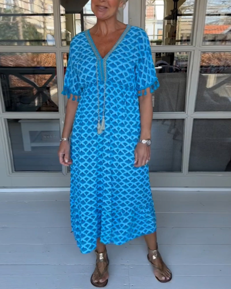 Tina - V-neck casual dress with print