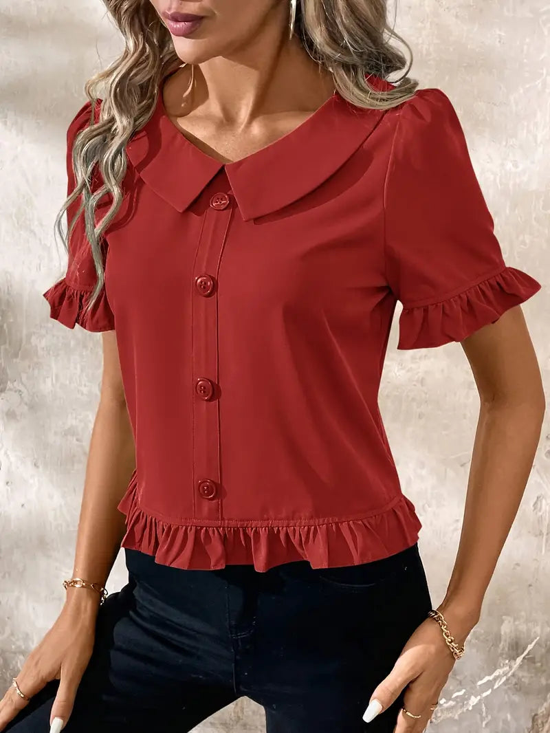 Fiona - Elegant Short Sleeve Blouse