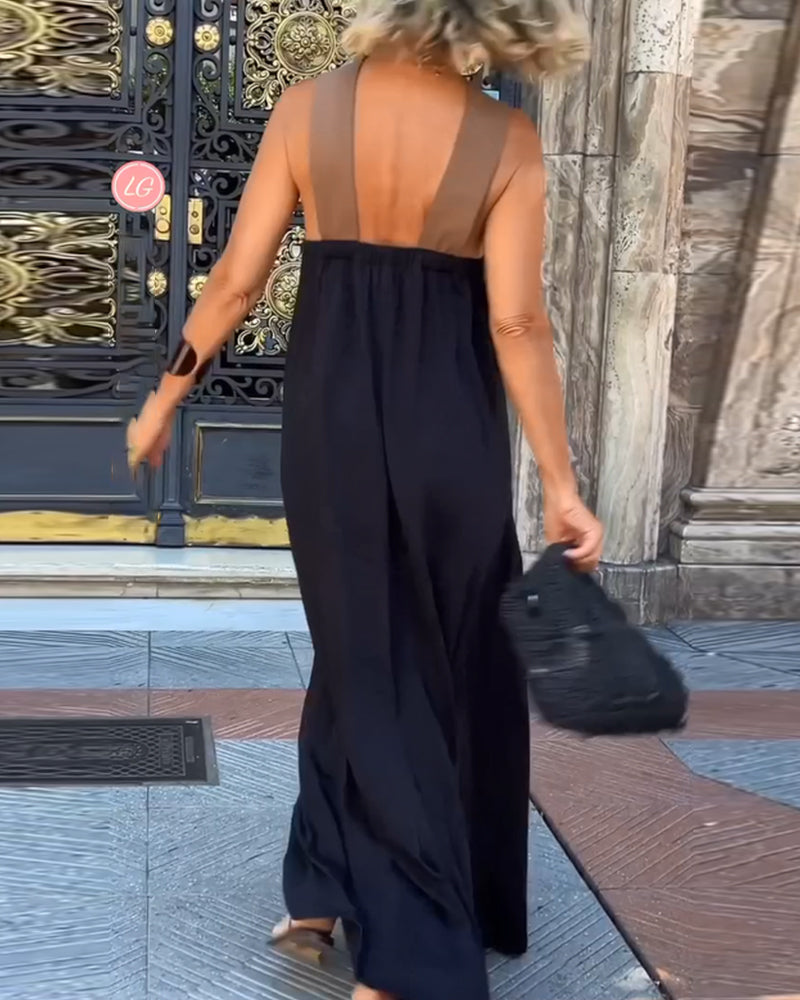 Laura - Loose Long Dress with Crossover Neckline