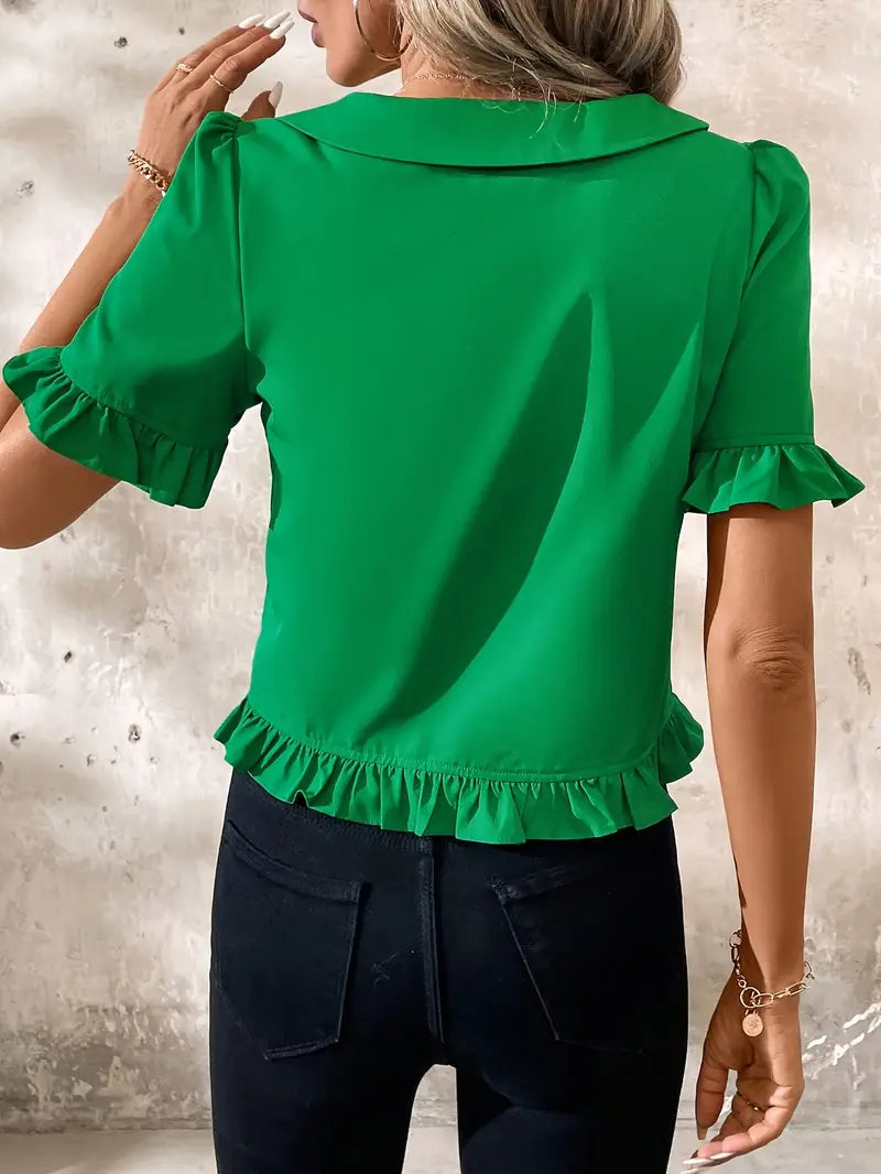 Fiona - Elegant Short Sleeve Blouse