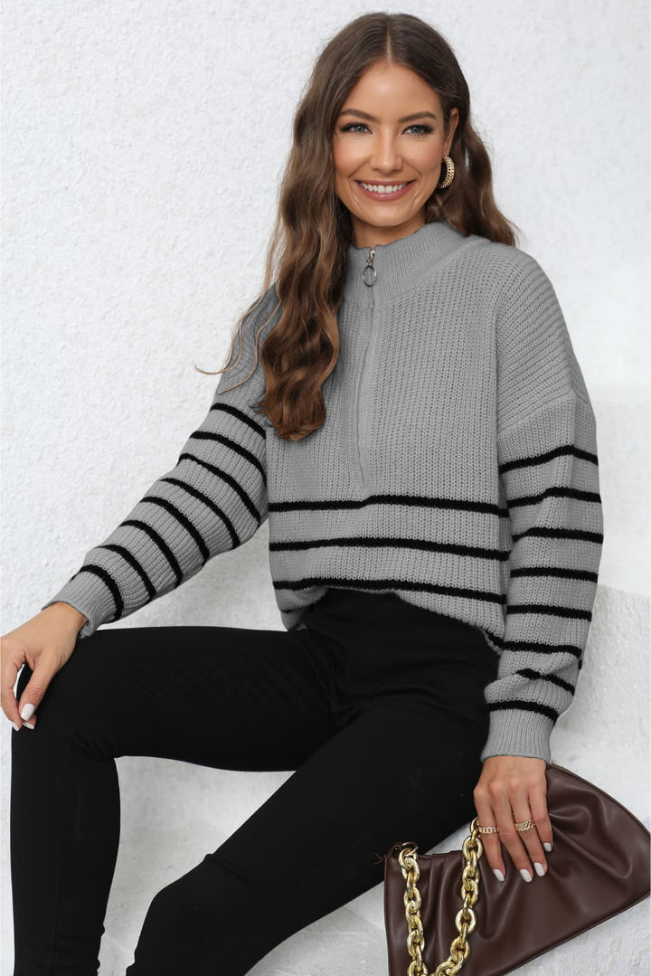 Lauren - Long Sleeve Zip-Up Sweater