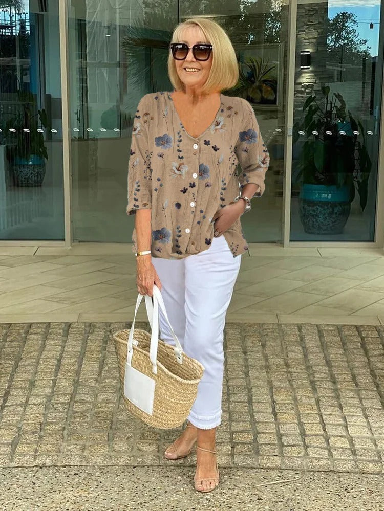 Tess – Button-Up Floral Blouse