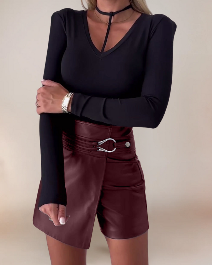 Roxan | Elegant Patchwork High-Waisted Shorts