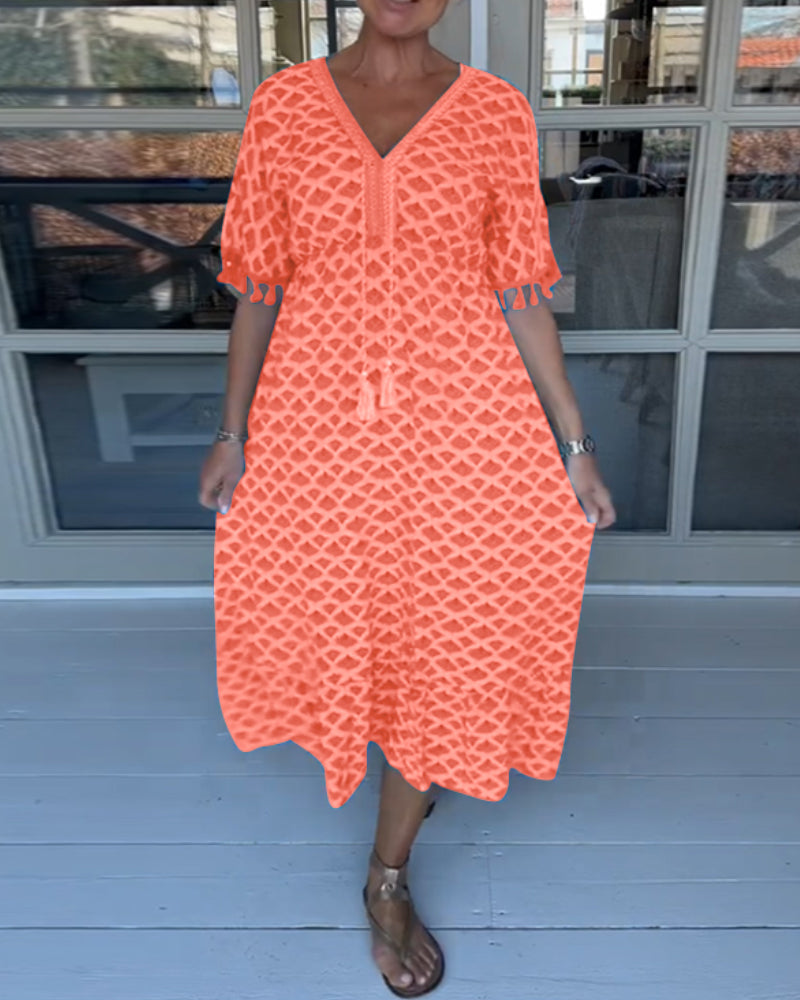 Tina - V-neck casual dress with print