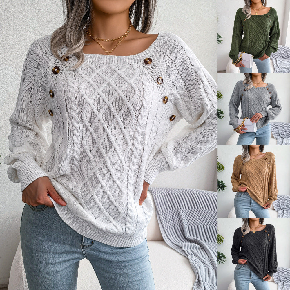 Judith - Shoulder-Button Cable Sweater