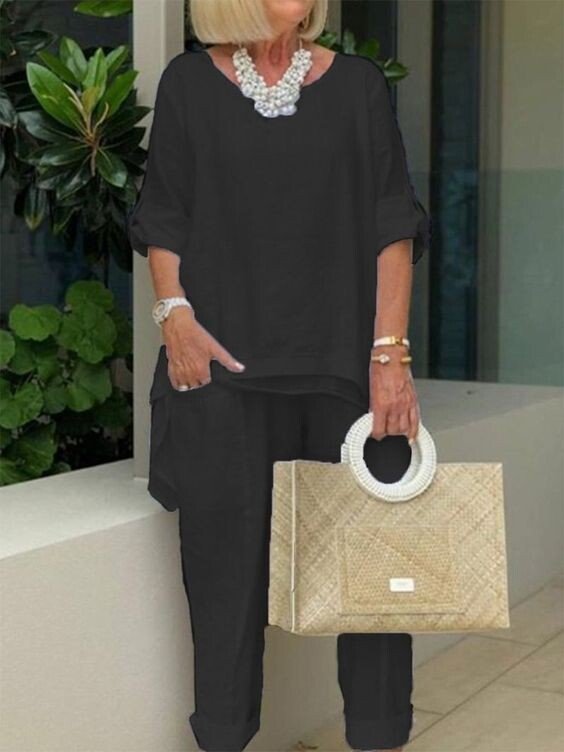 Daisy - Round Neck 2 Piece Casual Suit