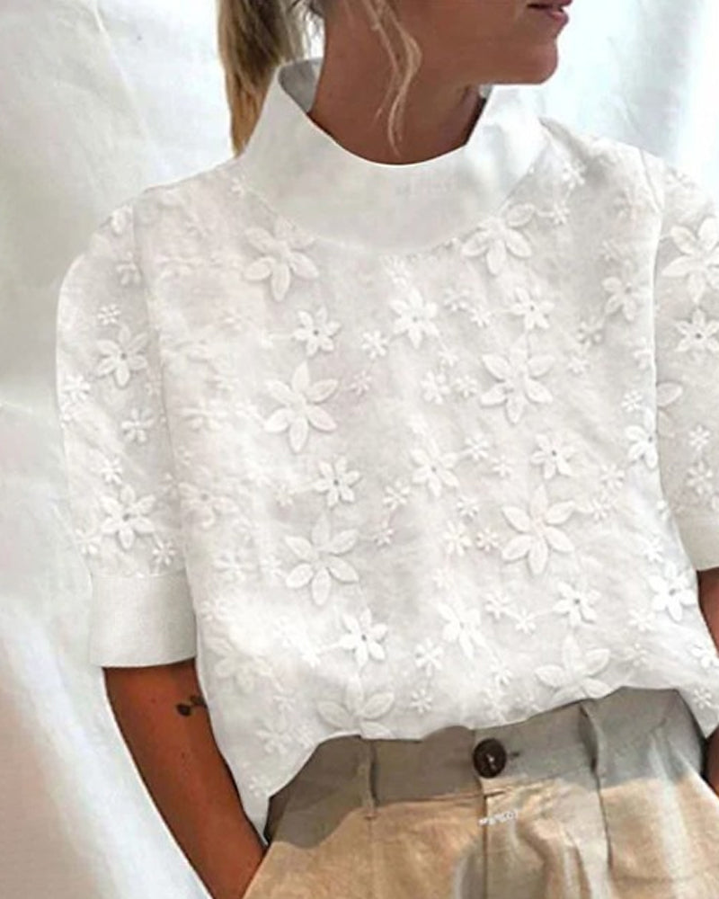 Elowe - High Collar Casual Blouse