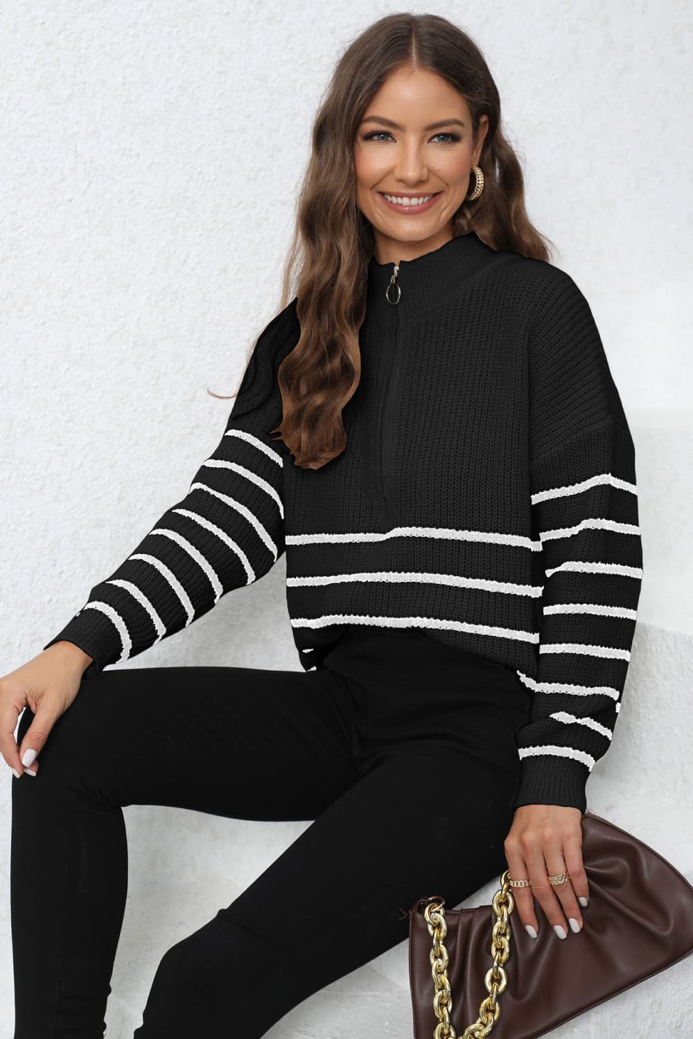 Lauren - Long Sleeve Zip-Up Sweater