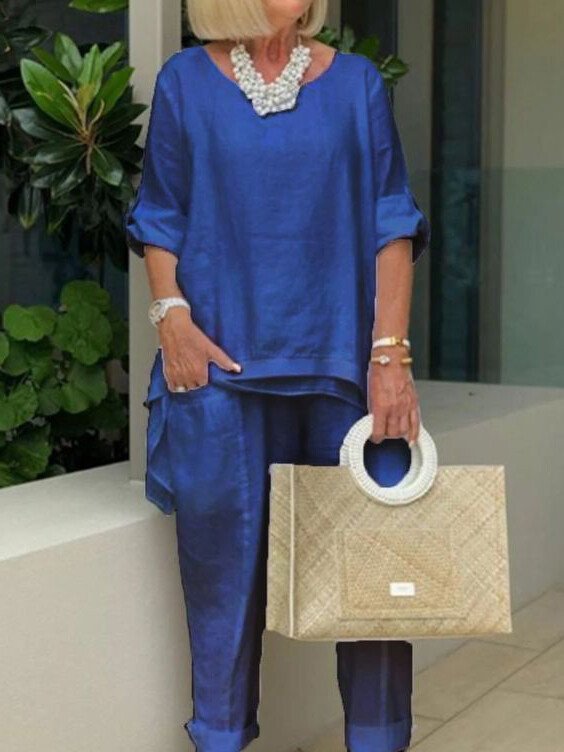 Daisy - Round Neck 2 Piece Casual Suit