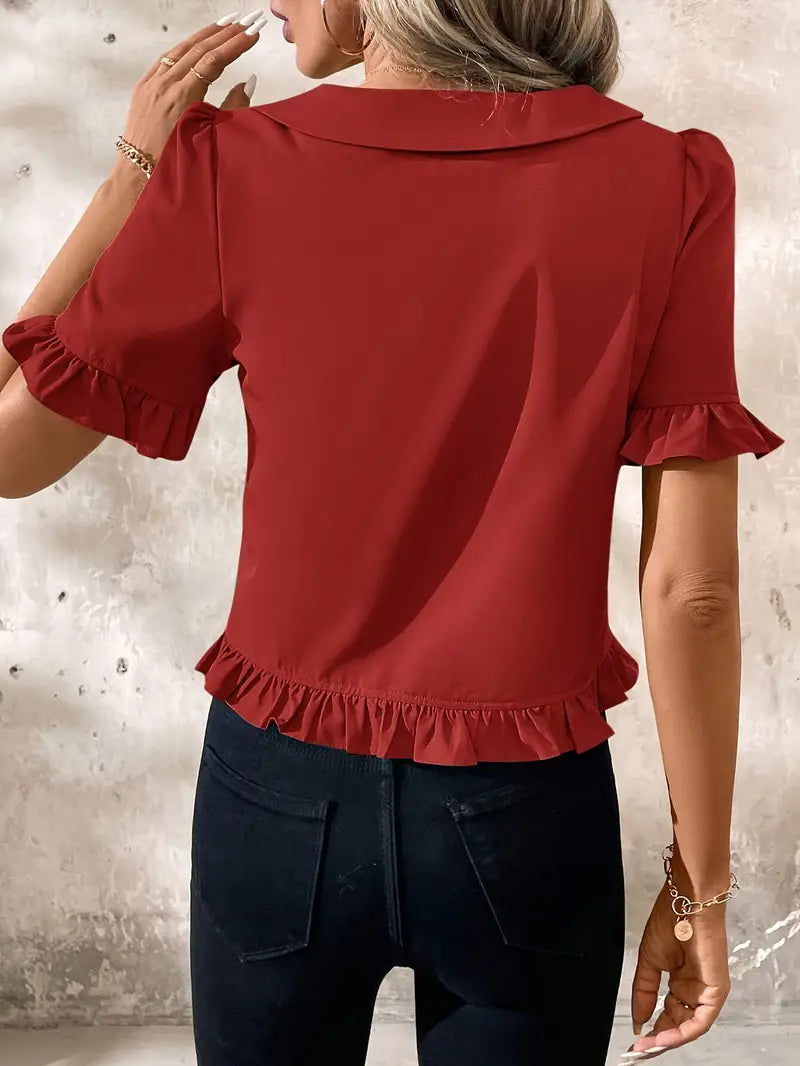 Fiona - Elegant Short Sleeve Blouse