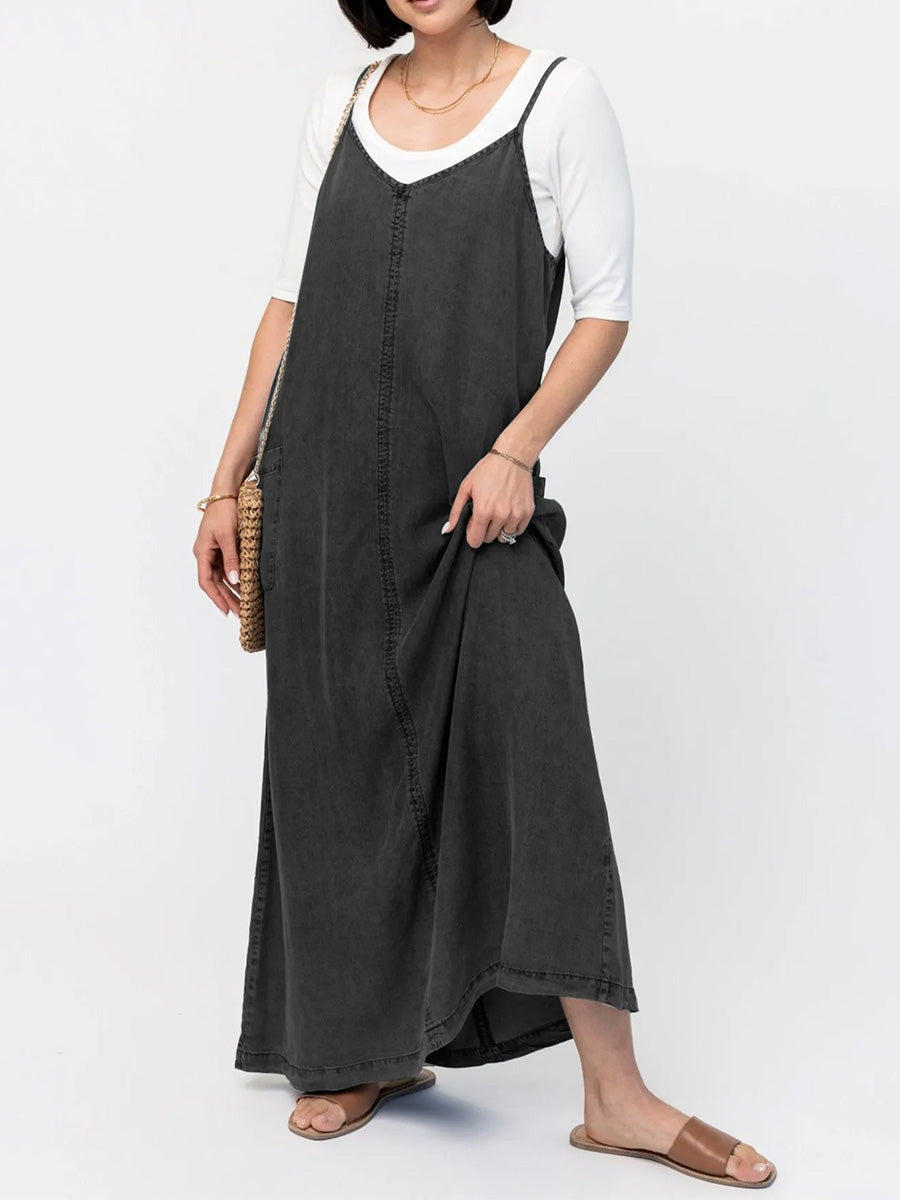 Erica - Loose Fit Denim Maxi Dress