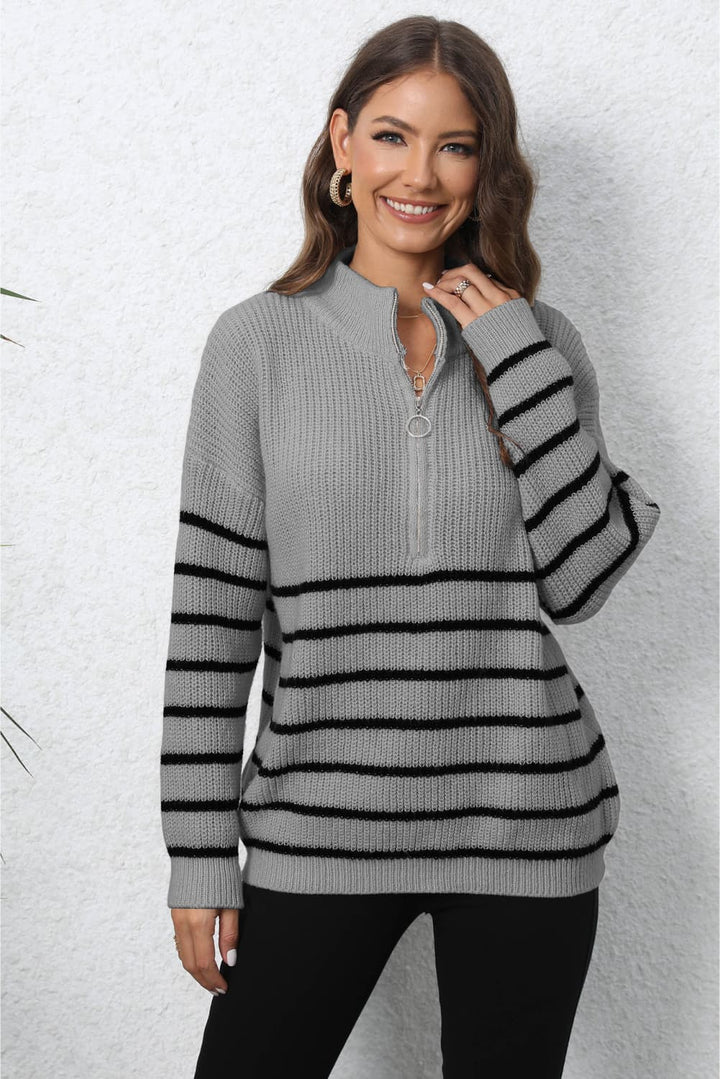 Lauren - Long Sleeve Zip-Up Sweater