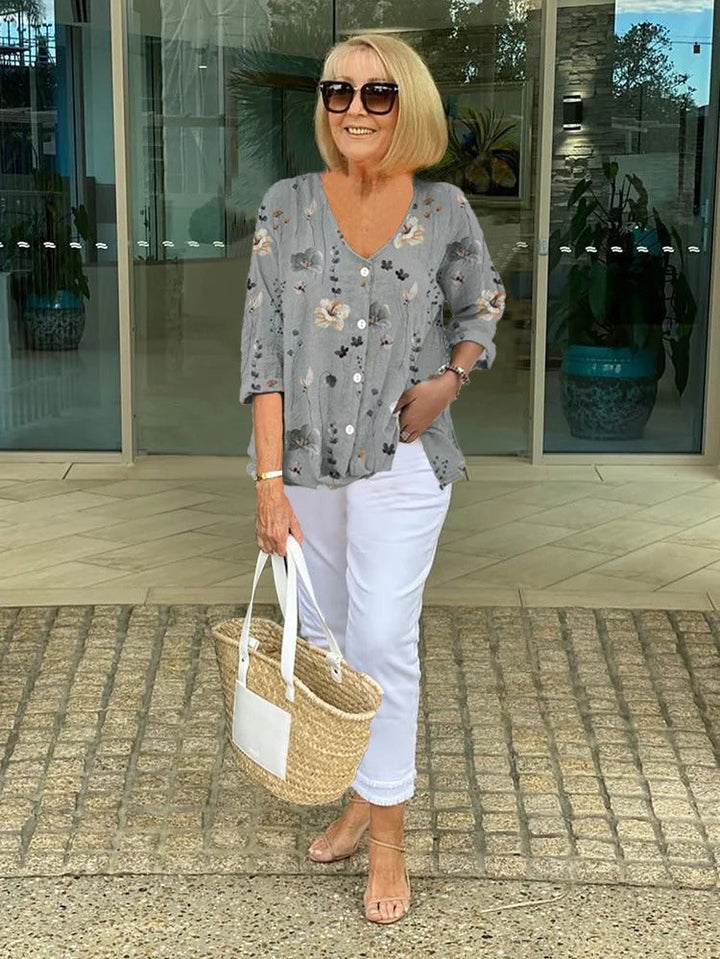 Tess – Button-Up Floral Blouse