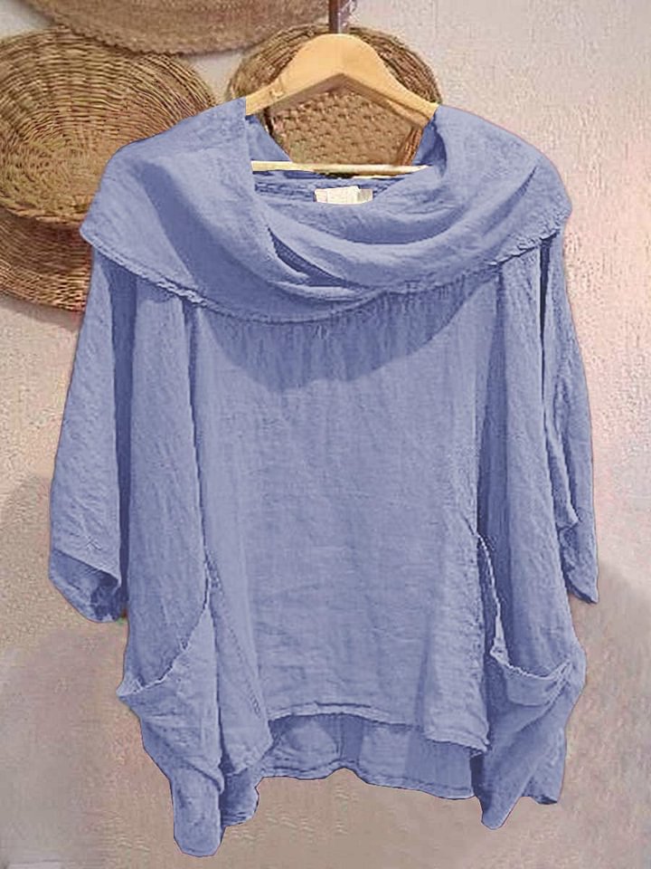 Amara – Draped Neck Linen Top