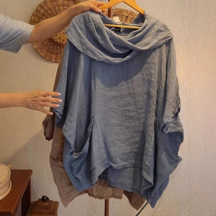 Amara – Draped Neck Linen Top