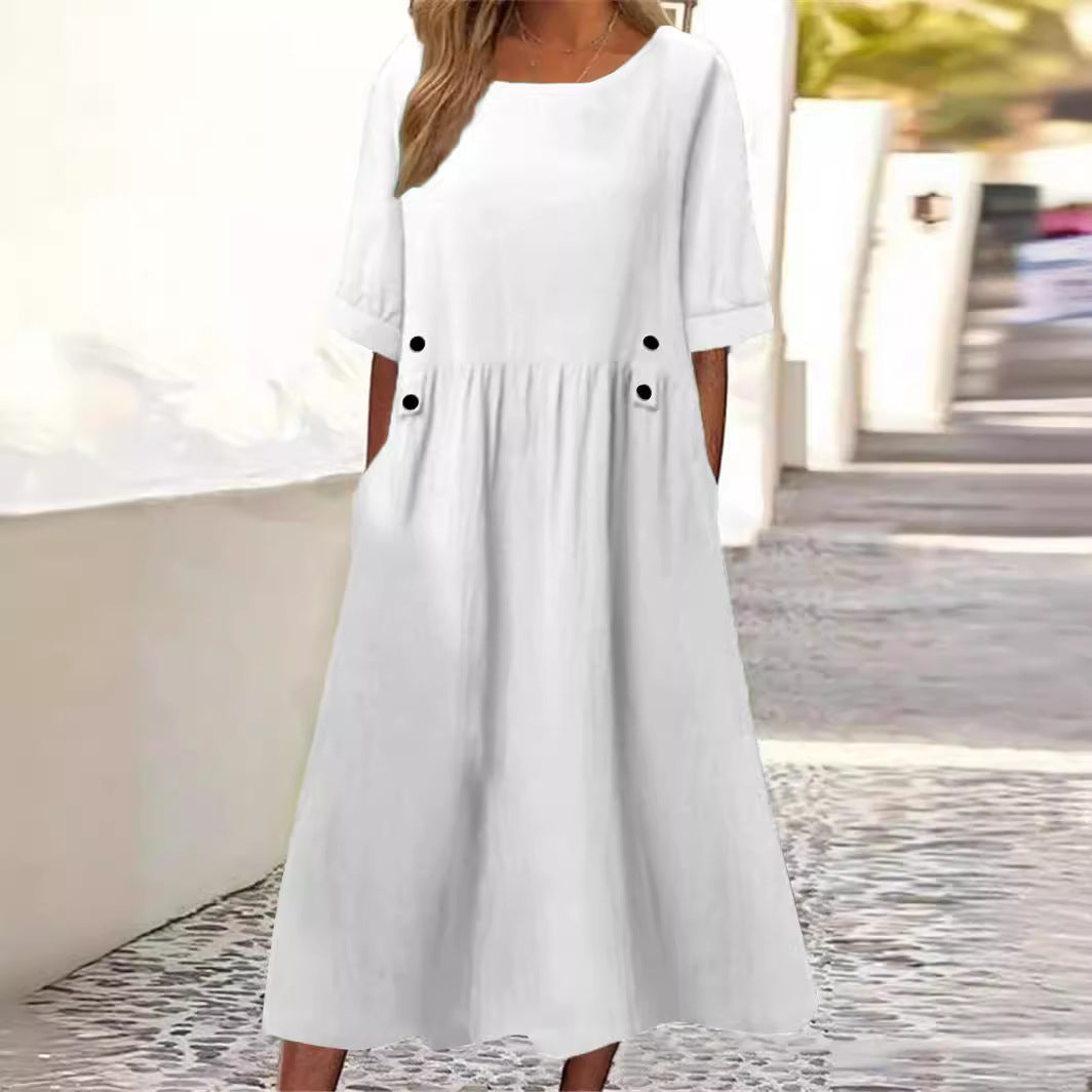 Amelina - chic cotton-linen dress