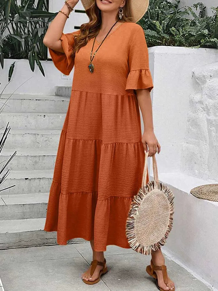 Elin – Flowy Maxi Dress with Ruffles