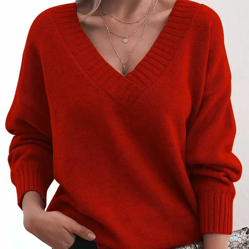 Anna – Knitted Sweater with V-Neck