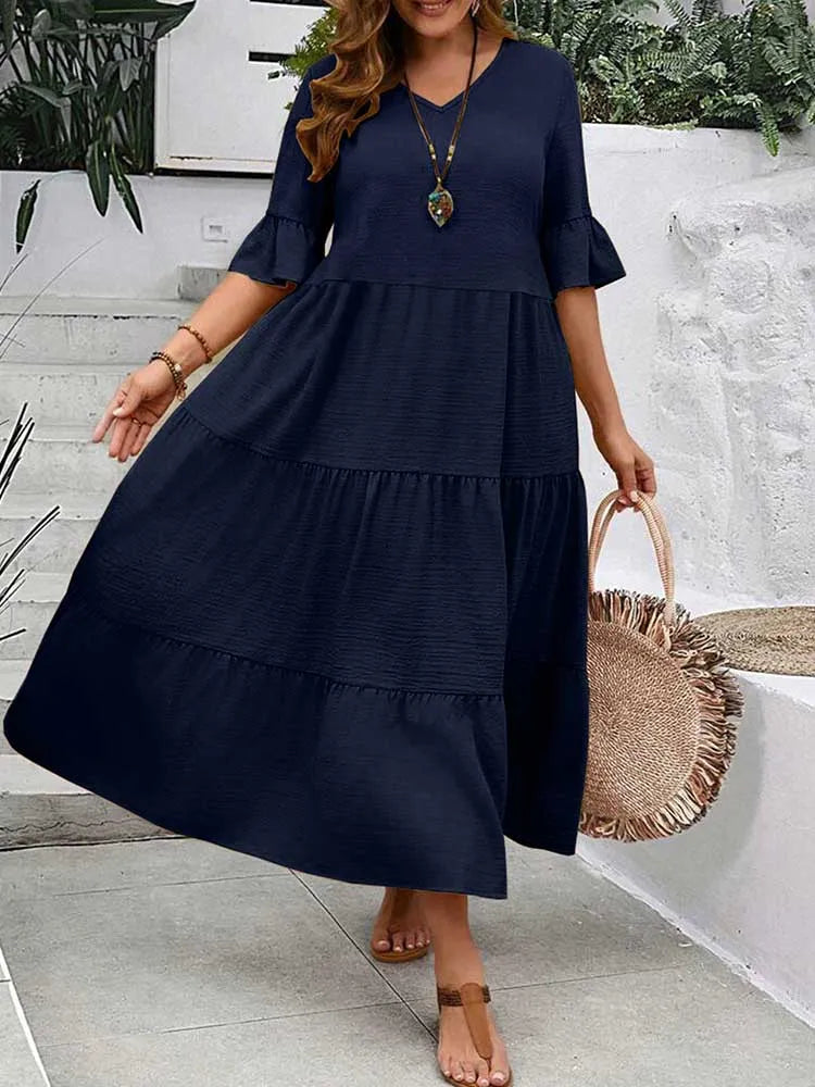 Elin – Flowy Maxi Dress with Ruffles