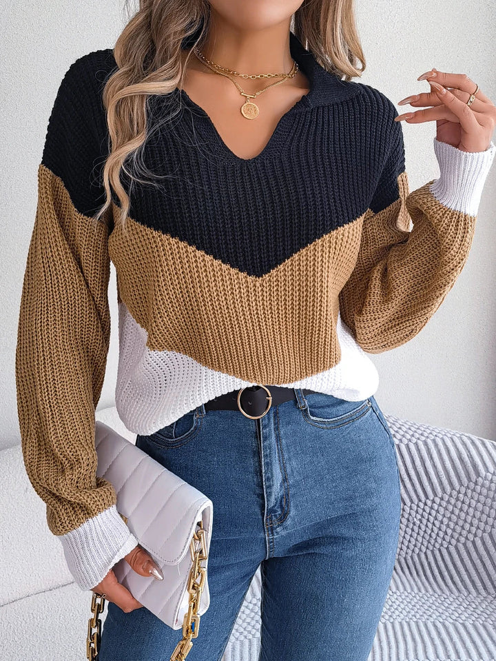 Emilia – Comfortable Patchwork Knit Sweater
