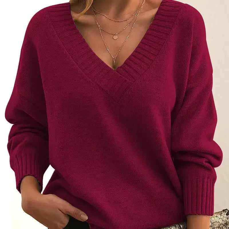 Anna – Knitted Sweater with V-Neck