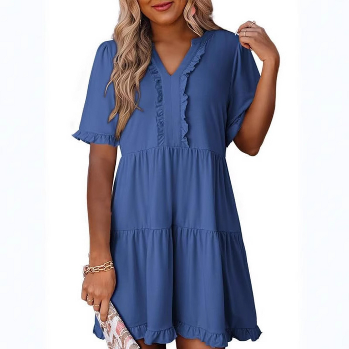 SHAILA - Casual V-Neck Mini Dress