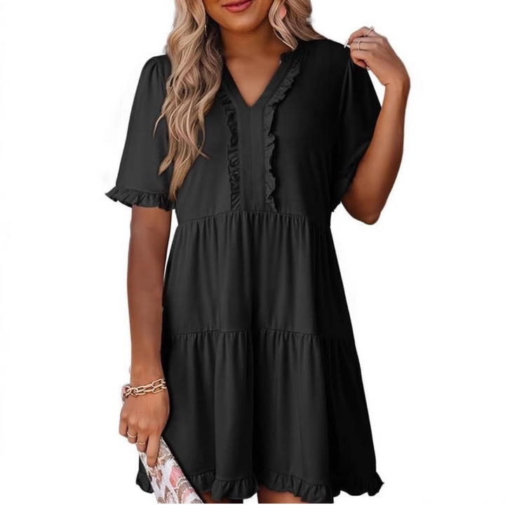 SHAILA - Casual V-Neck Mini Dress