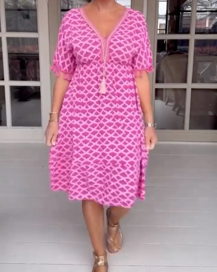 Tina - V-neck casual dress with print