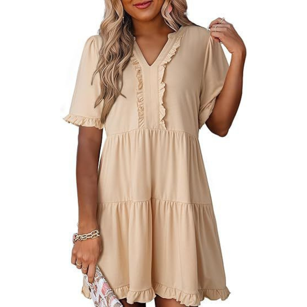 SHAILA - Casual V-Neck Mini Dress