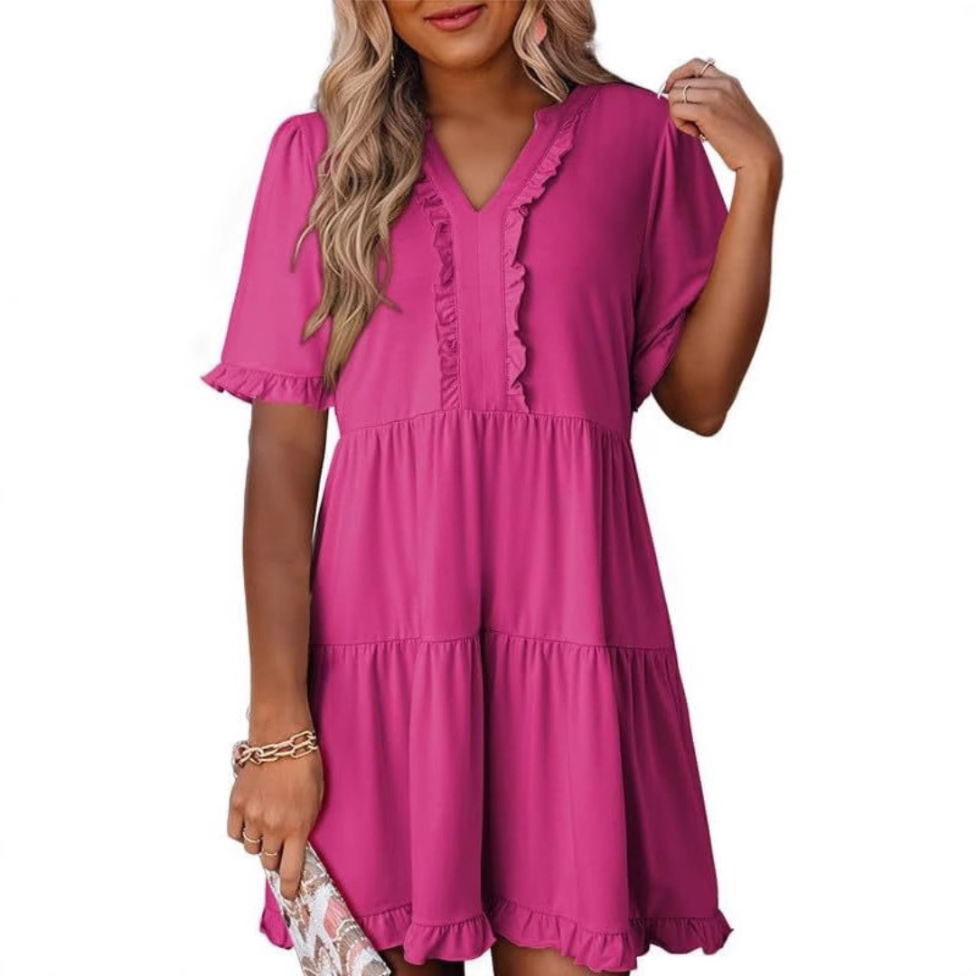 SHAILA - Casual V-Neck Mini Dress