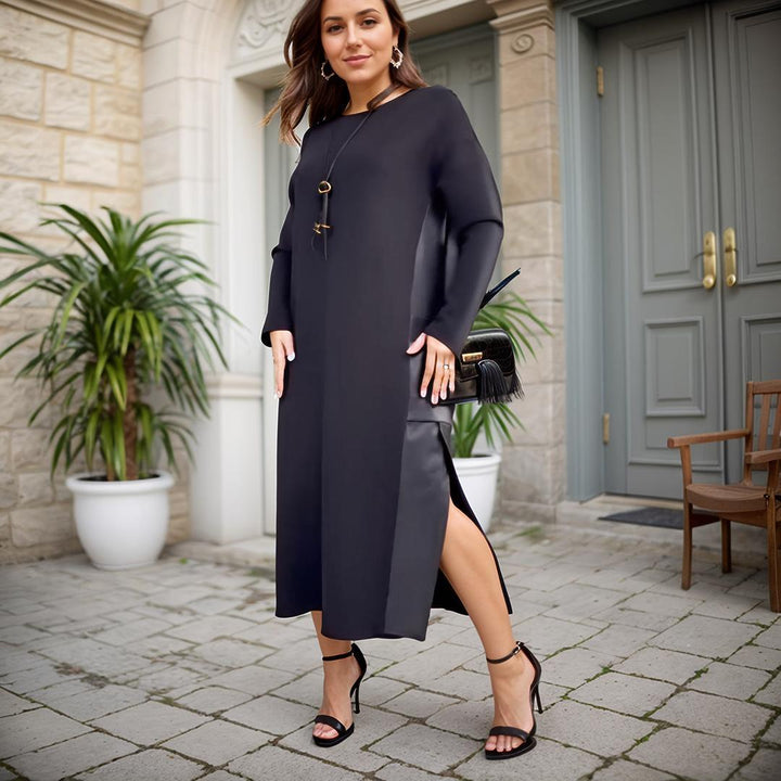 LUNARIA - Chic Dress with Leather Details