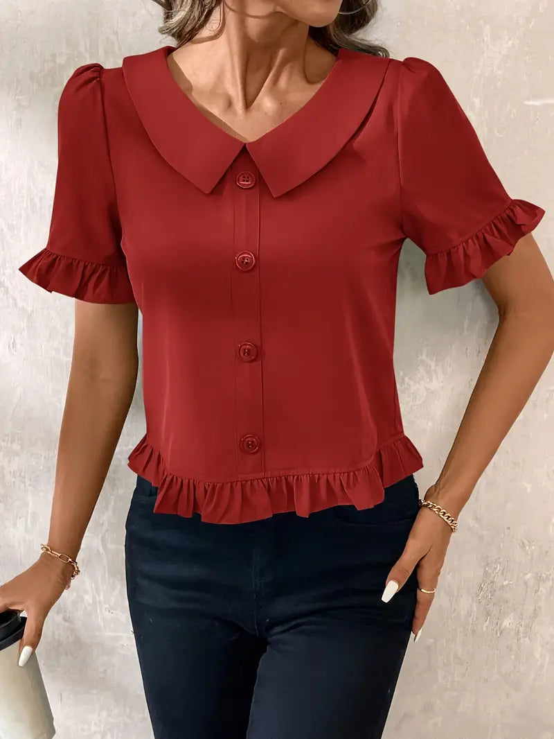 Fiona - Elegant Short Sleeve Blouse