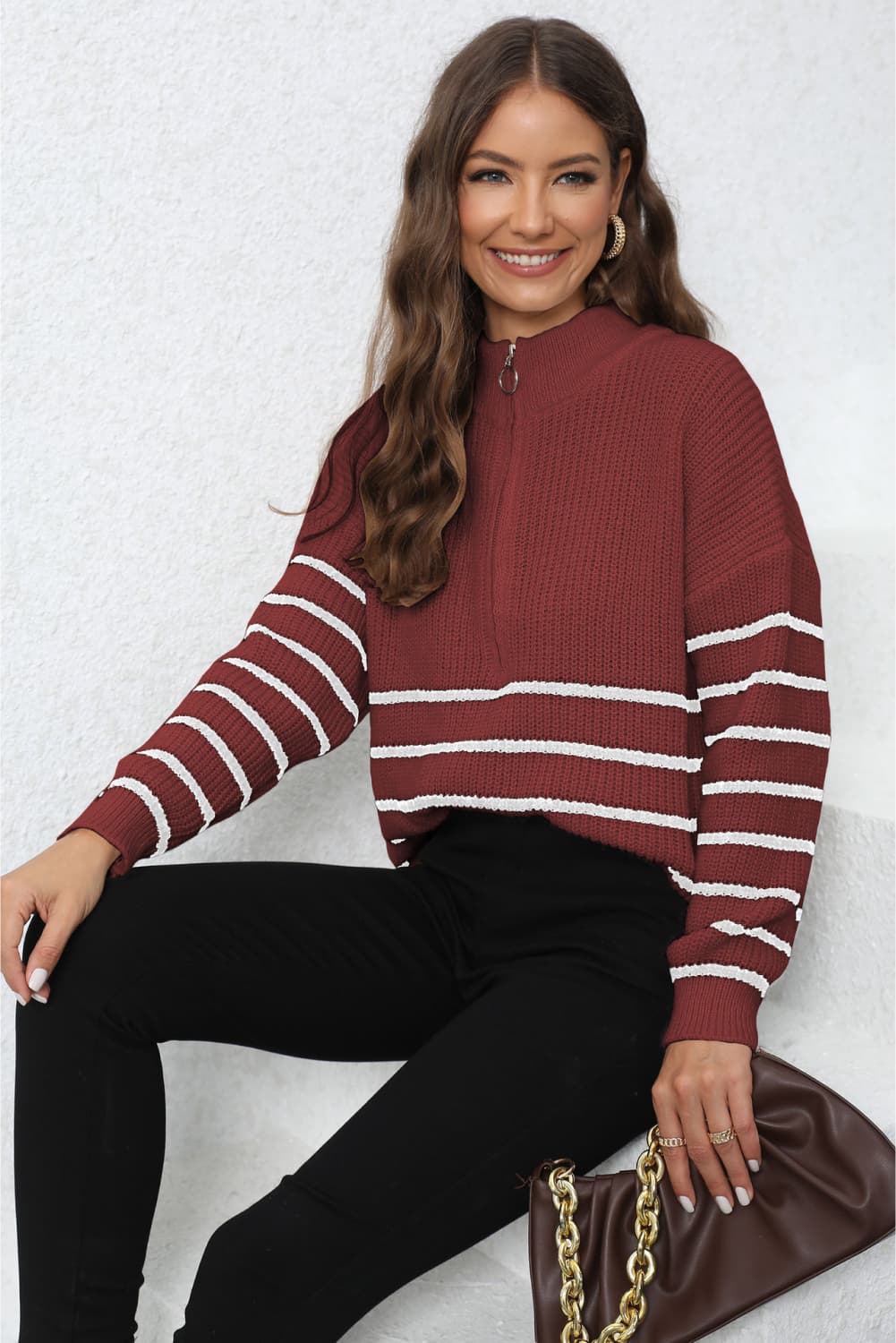 Lauren - Long Sleeve Zip-Up Sweater