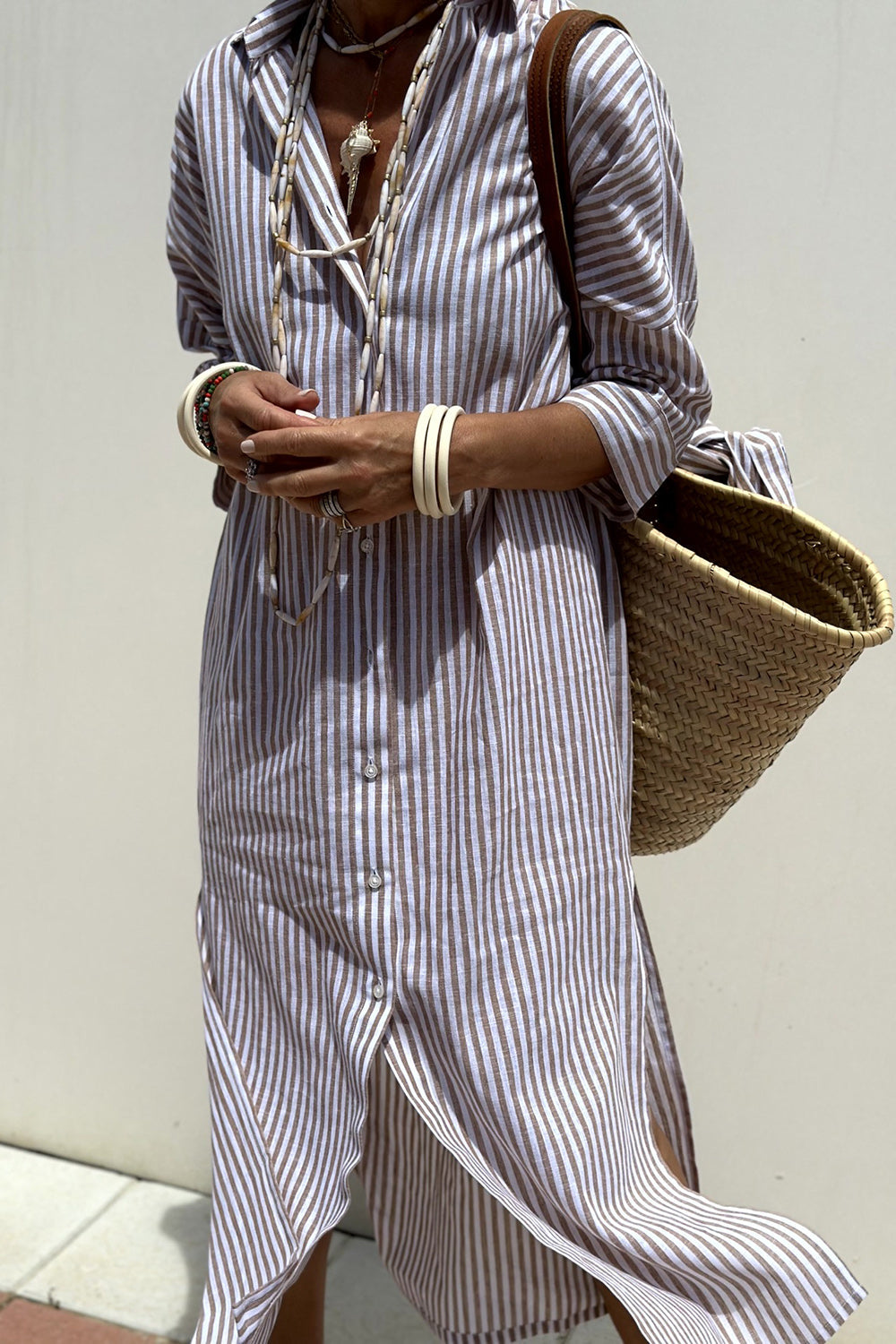 Janette - Elegant striped shirt dress