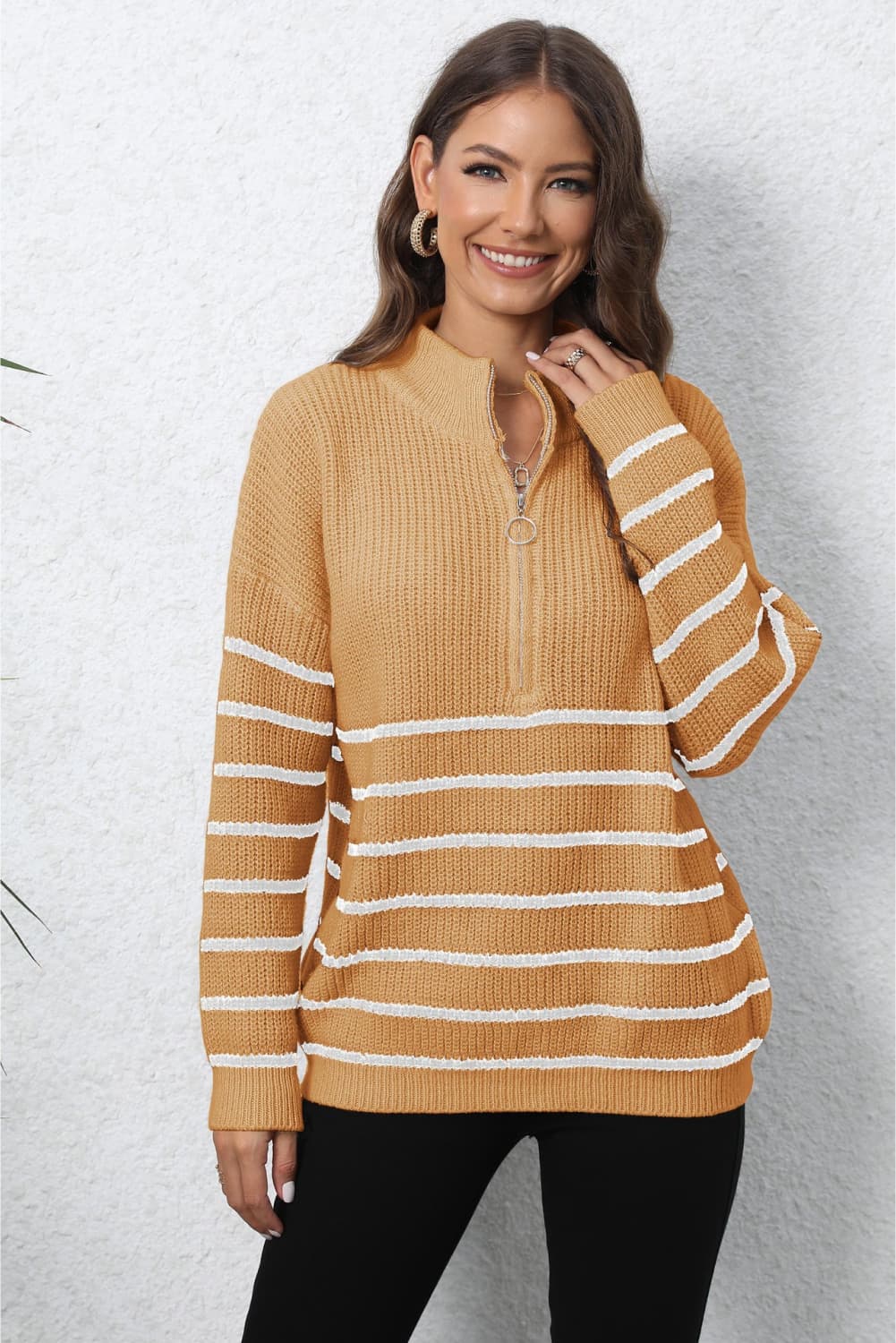 Lauren - Long Sleeve Zip-Up Sweater