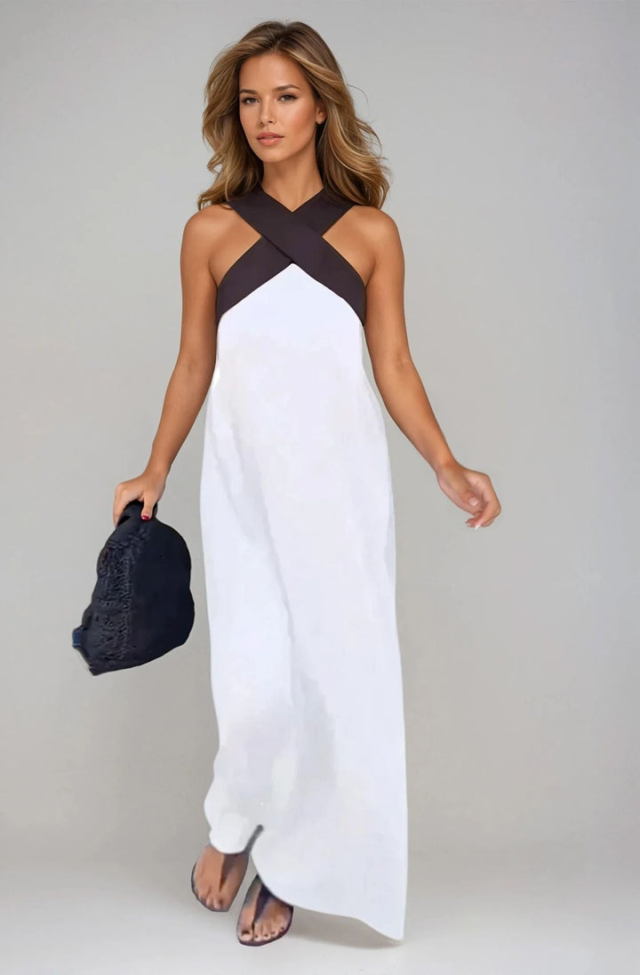 Laura - Loose Long Dress with Crossover Neckline