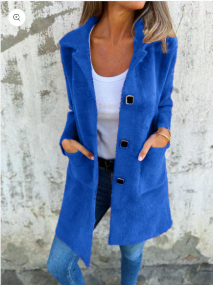 Rionna – Long Sleeve Coat with Pockets