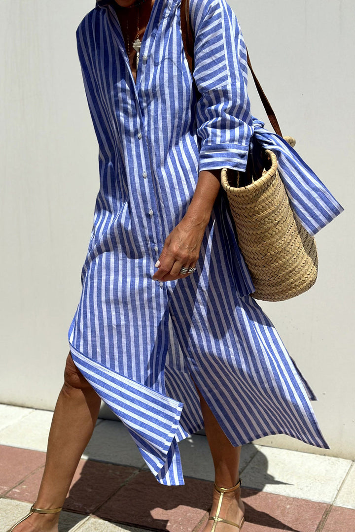 Janette - Elegant striped shirt dress