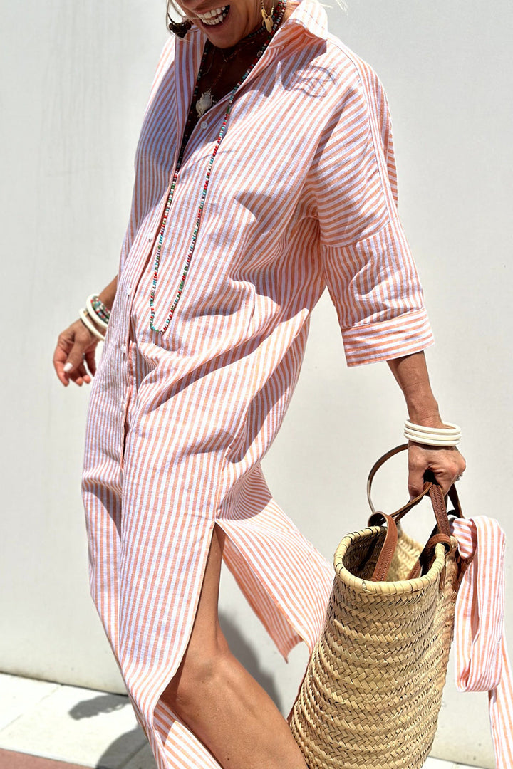 Janette - Elegant striped shirt dress
