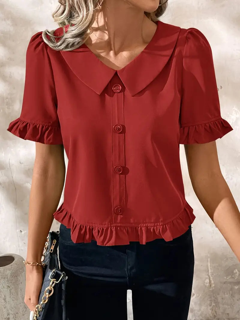 Fiona - Elegant Short Sleeve Blouse