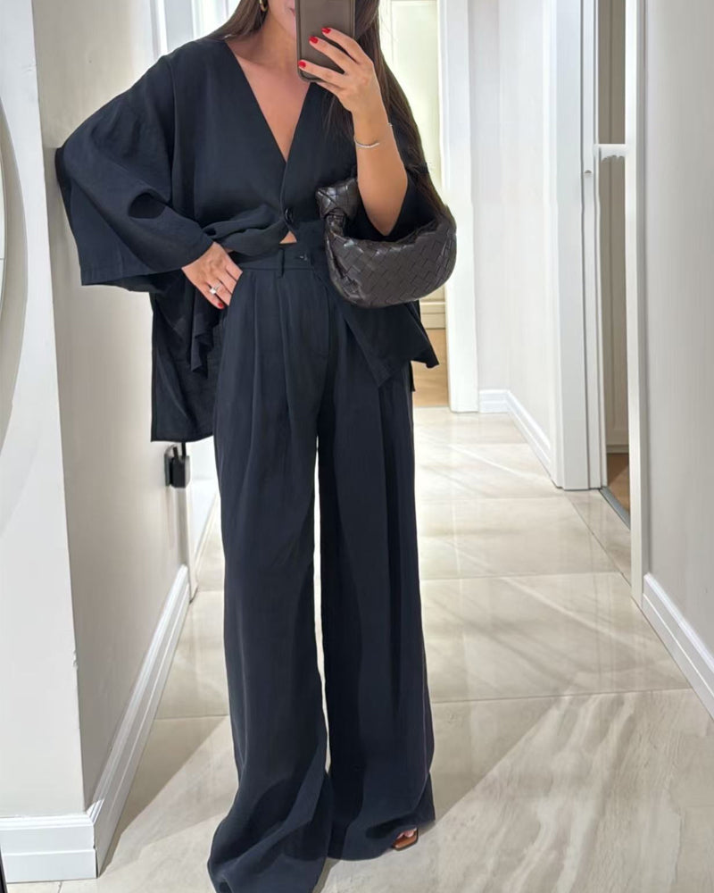 Lilith - Stylish Casual V-Neck Set