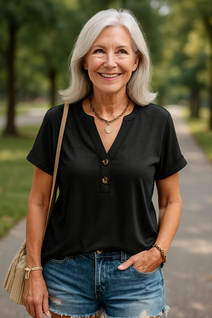 Merisa - Chic V-neck And Short Sleeve Blouse