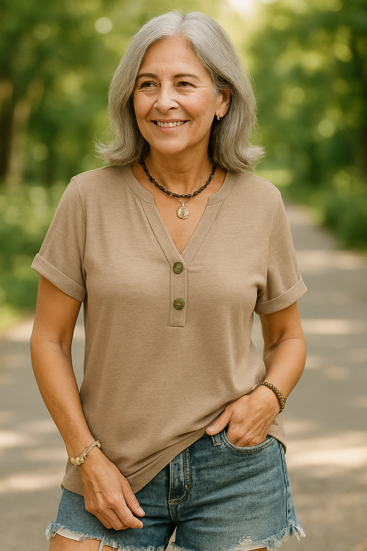 Merisa - Chic V-neck And Short Sleeve Blouse